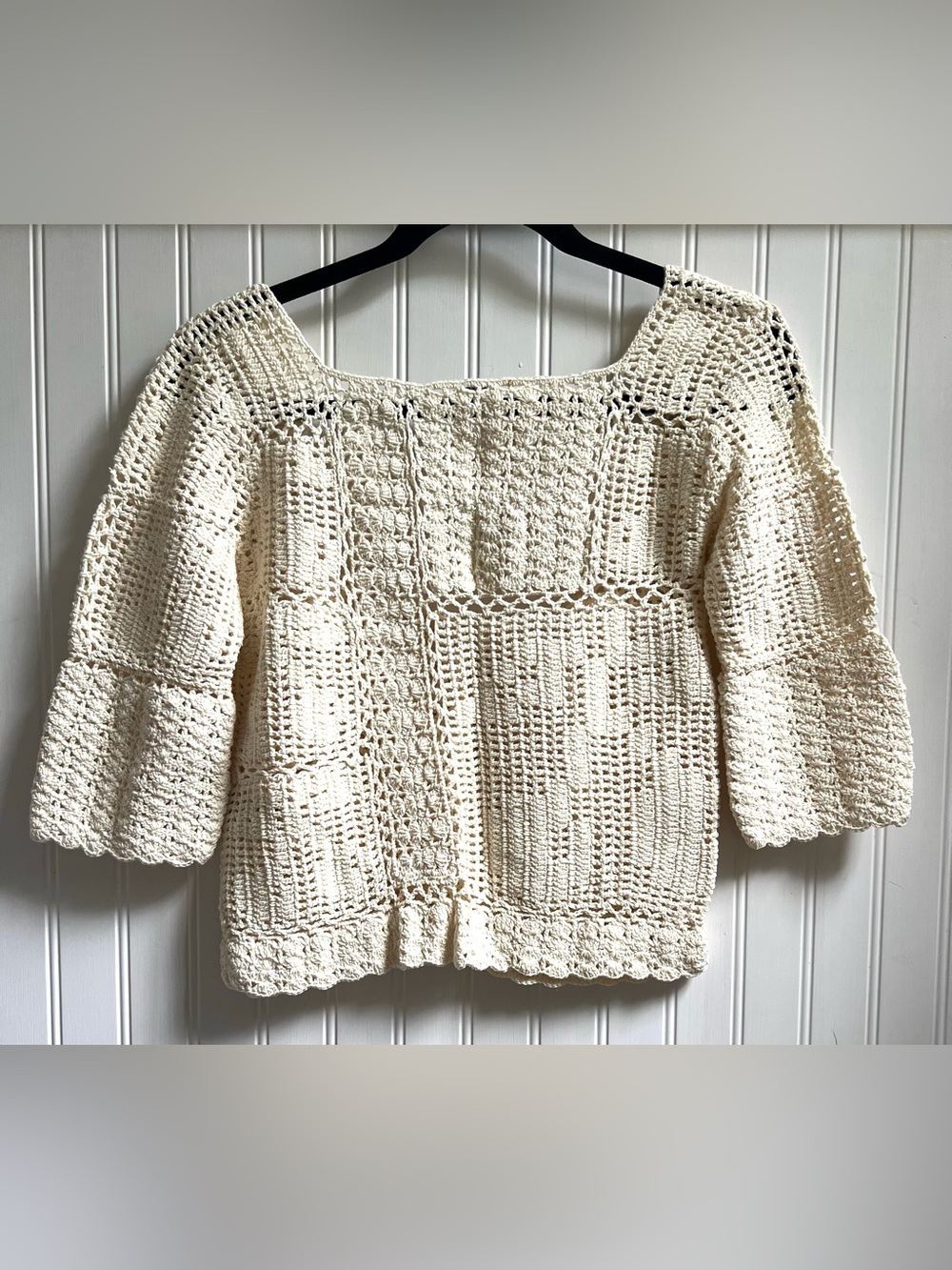 Free People Bahamas Button Down Crochet Top in Ivory  Size XS - Picture 6 of 9